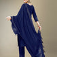 Jyoti Fashion Women's Navy Blue Cotton Blend Embroidery & Fancy Lace work Kurta with Trouser & Dupatta | Swadesiicart