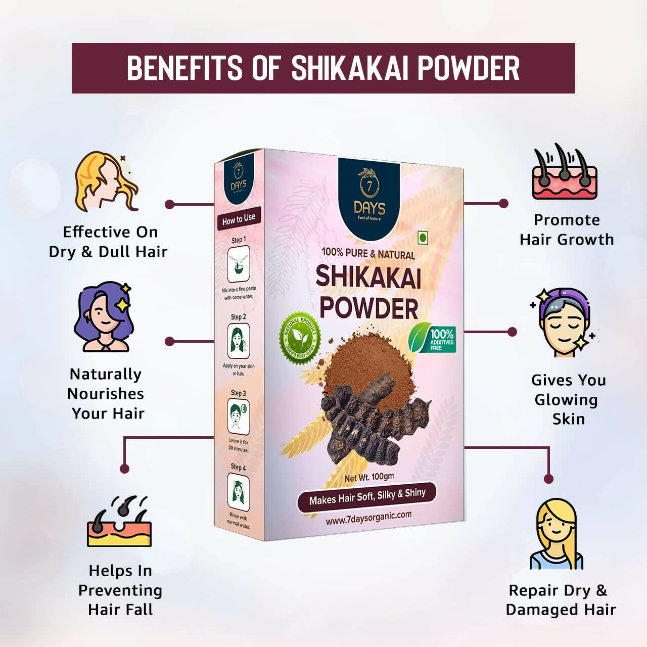 7 Days 100% Pure & Natural Shikakai Powder - Swadesiicart