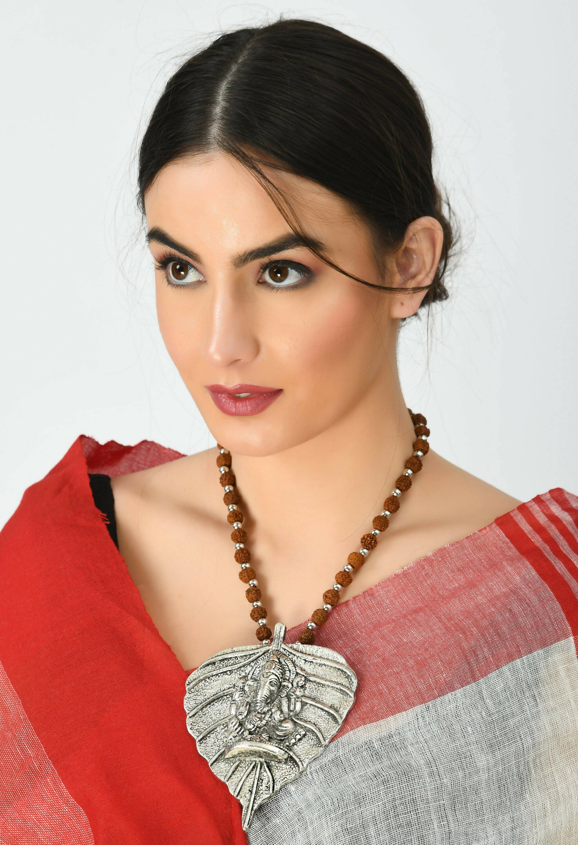 Mominos Fashion Johar Kamal Oxidised Silver-Plated Brass Finish Ganesha Long Necklace For Women | Swadesiicart