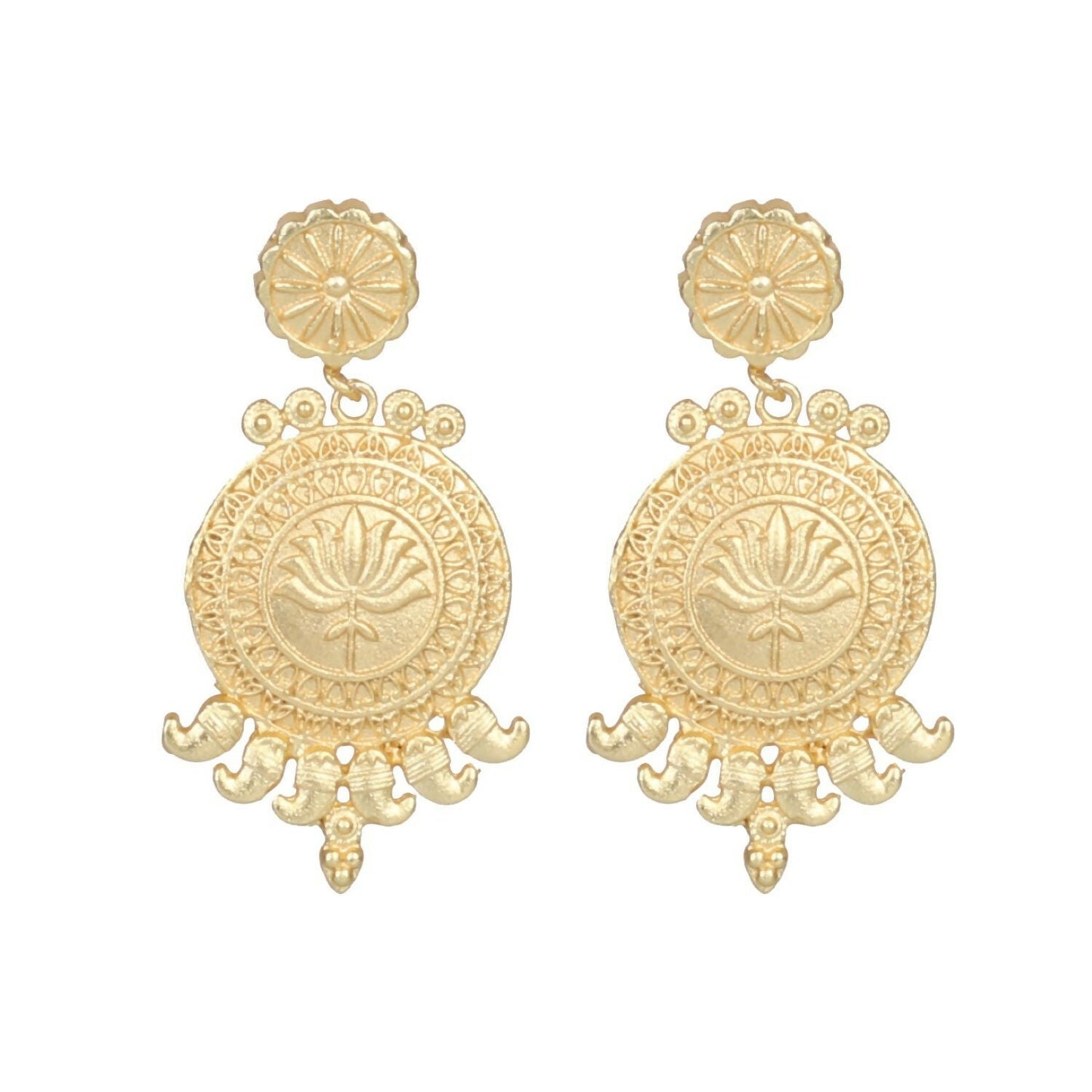 Joban Fashion Women Matte Gold Brass Earrings | Swadesiicart
