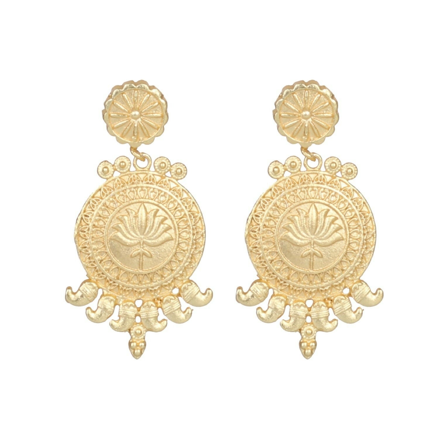 Joban Fashion Women Matte Gold Brass Earrings | Swadesiicart