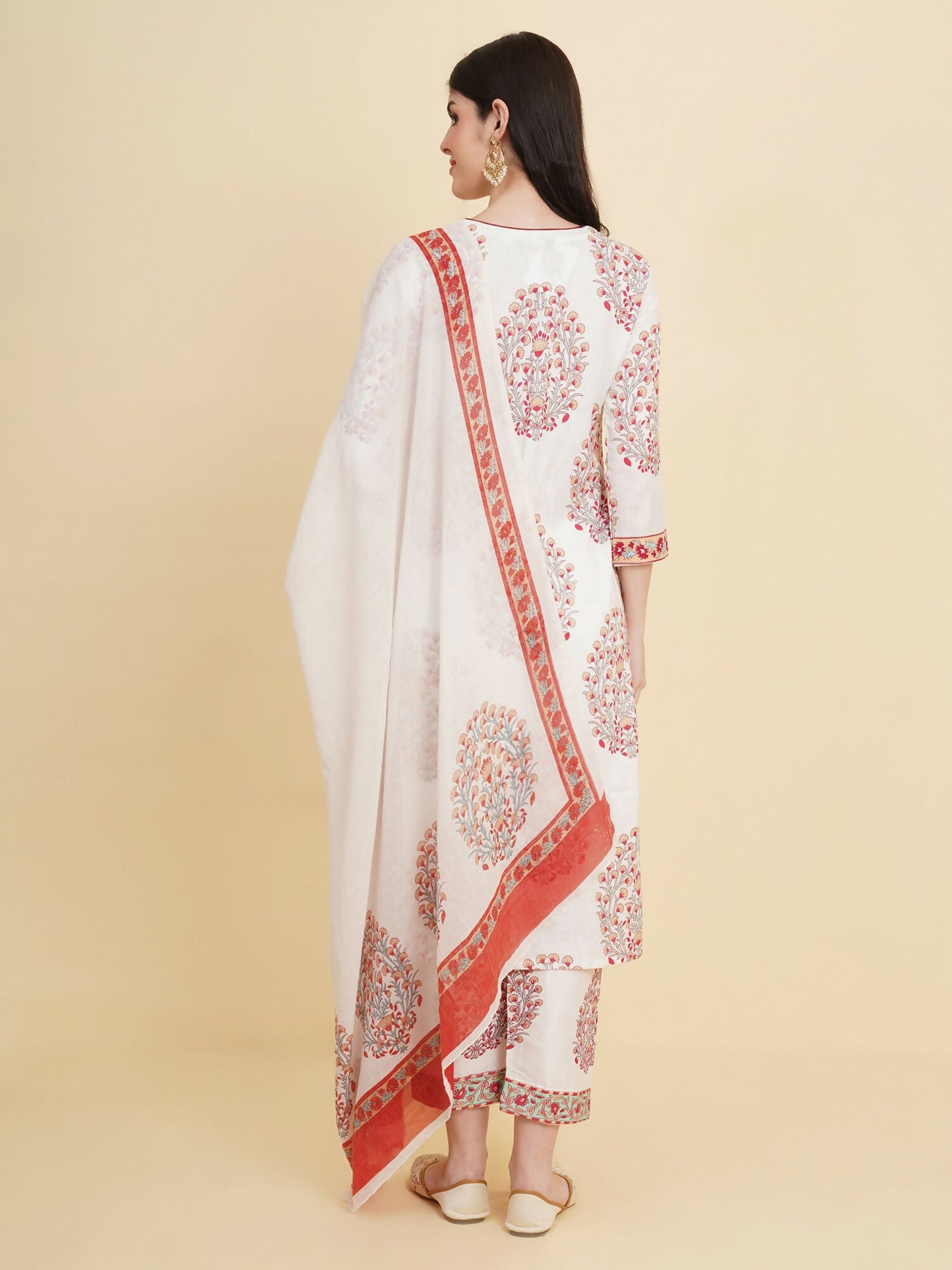 Designer Stylish White cotton Stitched Suit With Dupatta - Tanisha | Swadesiicart