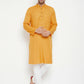 Even Apparels Yellow Viscose Men's Long Kurta With Band Collar | Swadesiicart