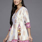 Ahalyaa Women White & Golden Ethnic Printed Tunic | Swadesiicart