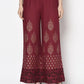 Aniyah Rayon Maroon Color Block Print Flared Slip-On Palazzo (AN-183K)