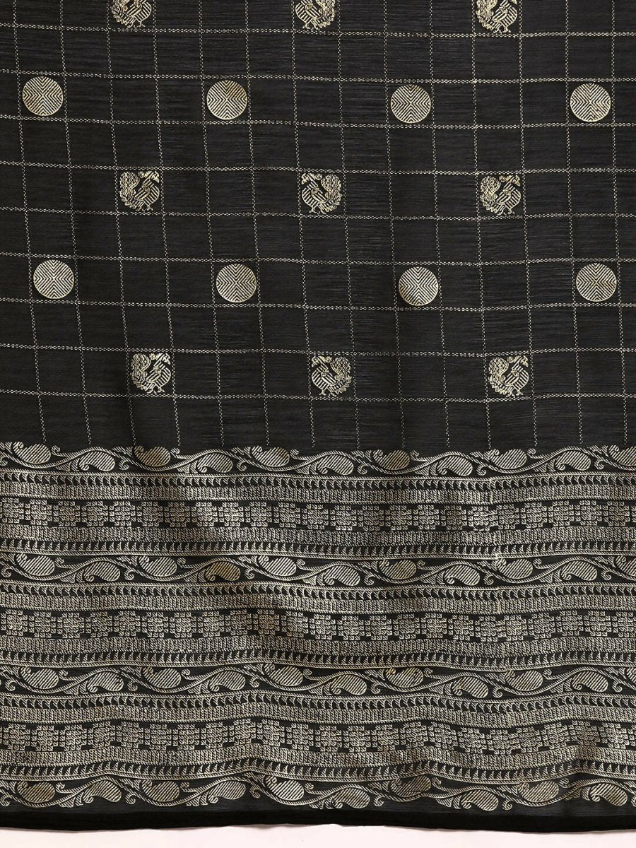Ahalyaa Women's Traditional Semi Stitch Saree - Black | Swadesiicart