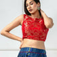 Amodini Designer Studio Women's Banarsi Brocade Sleeveless Red Blouse