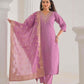 Ethnic Festive Wear Viscose Chanderi Pink Stitched Suit With Dupatta - Tanisha | Swadesiicart