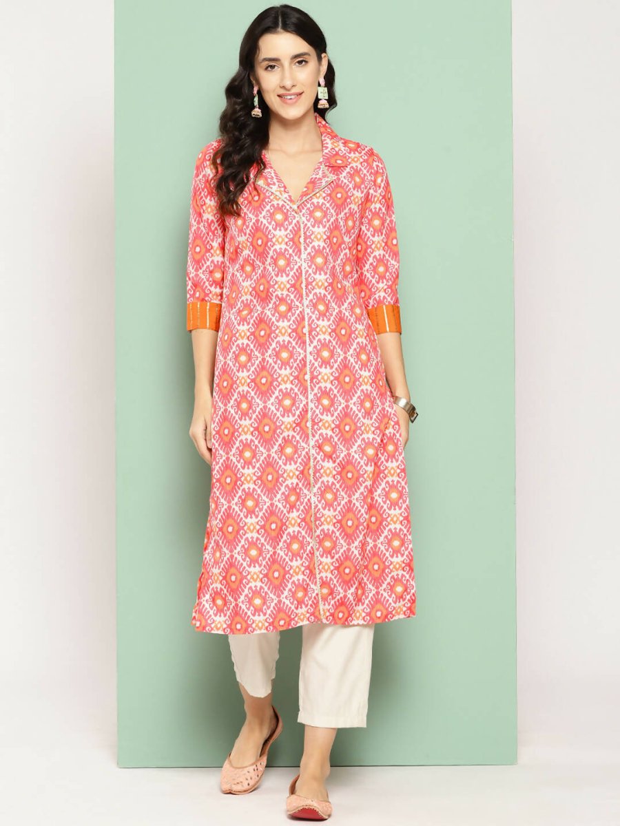 Ahalyaa Women's Traditional wear Kurta - Orange | Swadesiicart