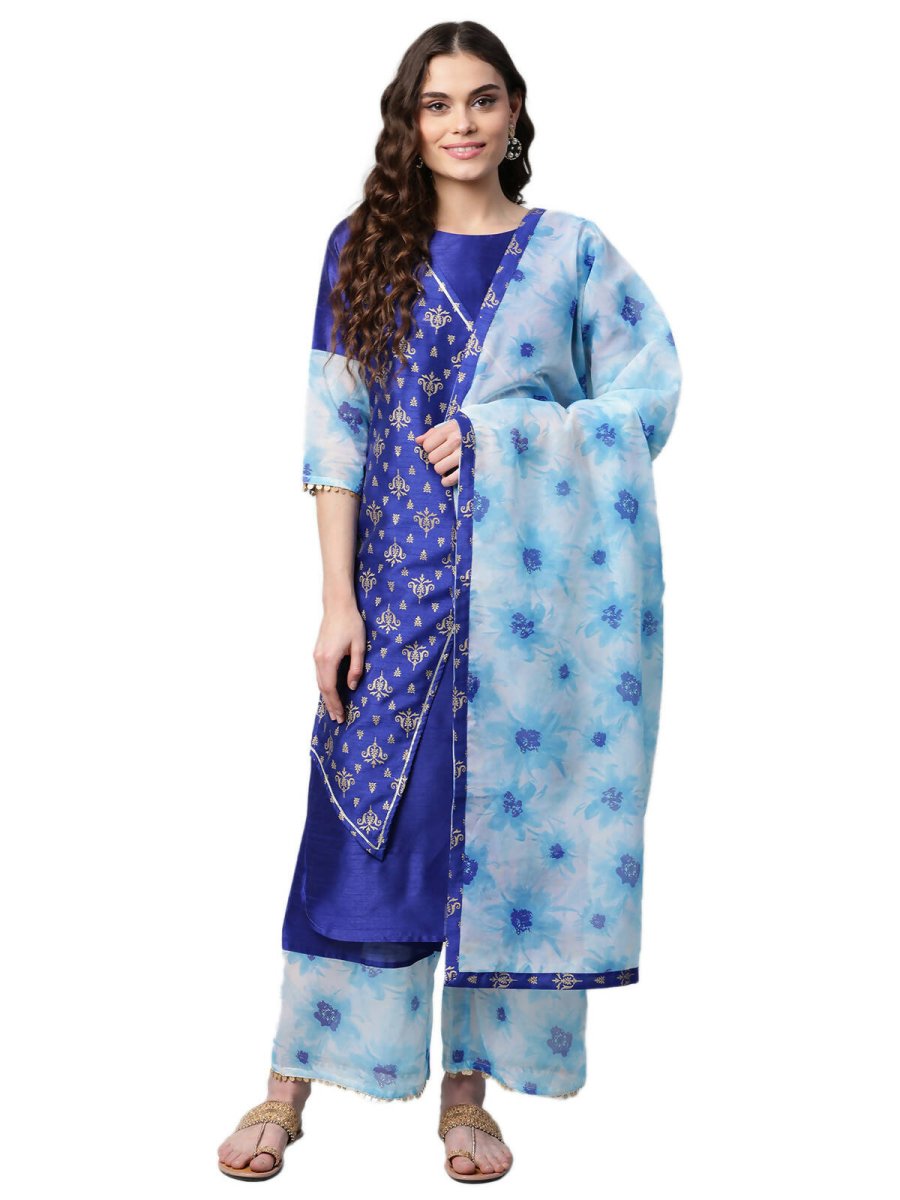 Ahalyaa Women's Traditional wear Kurta Set - Royal Blue | Swadesiicart