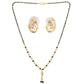 AanyaCentric Gold-Polished Short Mangalsutra Set with Earrings