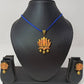 Terracotta Lotus Pendant Mini Necklace Set With Studs