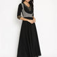 Ahalyaa Women's Black Crepe Printed Kurta | Swadesiicart