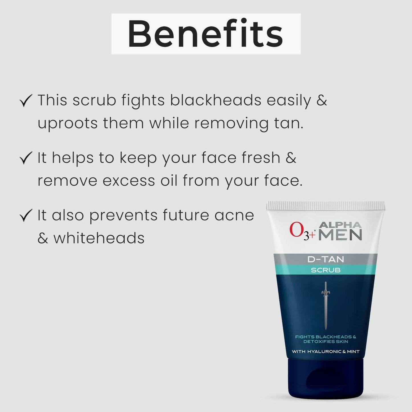 Professional O3+ Acno D-TAN Scrub With Hyaluronic & Mint - Swadesiicart