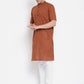 Even Apparels Brown Pure Cotton Men's H/S Kurta With Band Collar | Swadesiicart