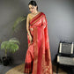 Joban Fashion Salmon Pink Banarasi Soft Silk Woven Saree | Swadesiicart
