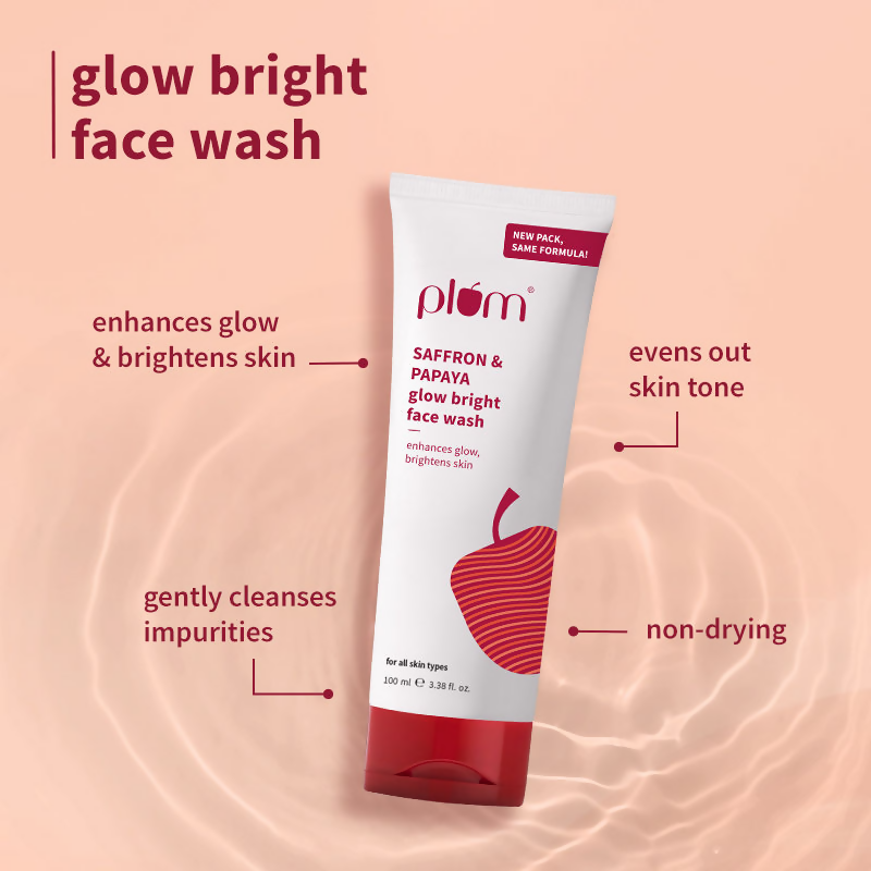 Plum Saffron & Papaya Glow Bright Gel Face Wash and Moisturizer Combo - Swadesiicart