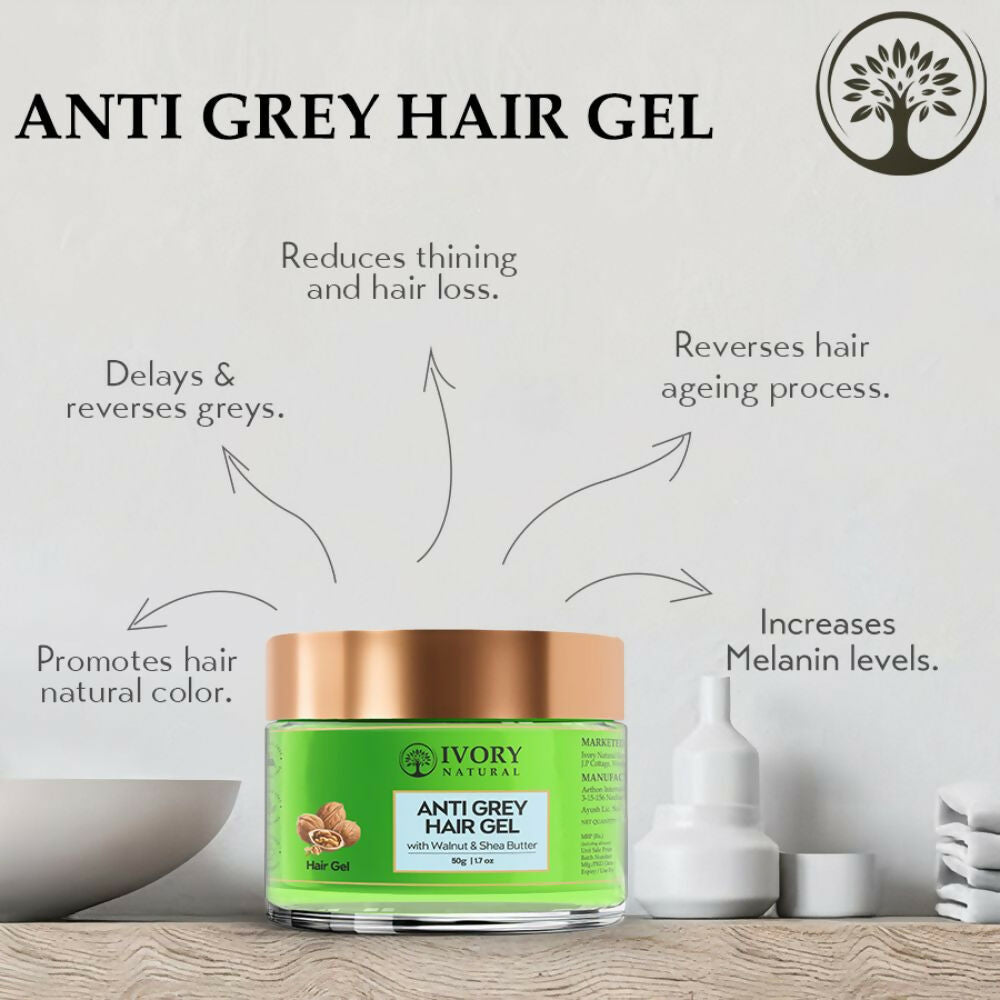 Ivory Natural Grey Gel For Hair Restore Natural Dark Shine And Luster | Swadesiicart