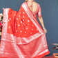 Jyoti Fashion Women's Red Soft Banarasi Silk Zari Woven Saree with Blouse | Swadesiicart