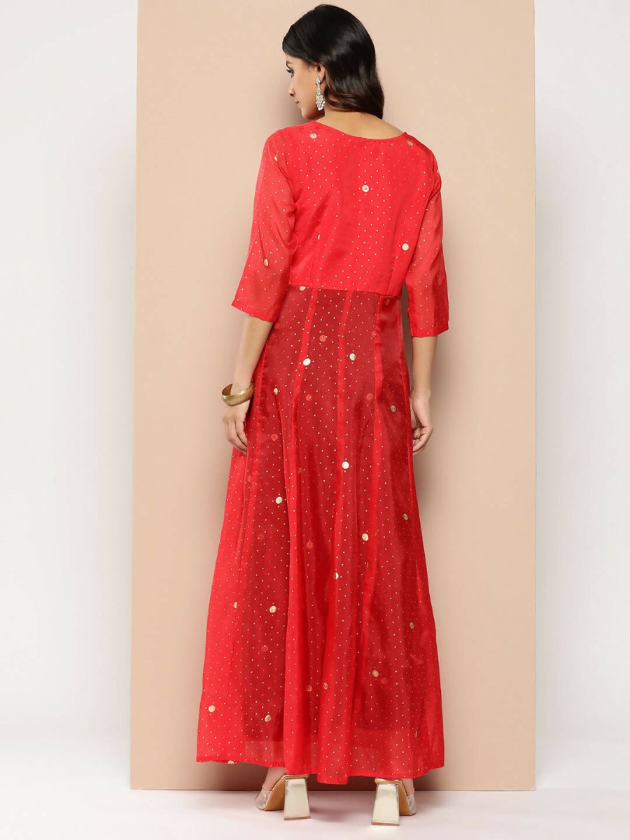 Ahalyaa Womens Kurta Set - Red | Swadesiicart