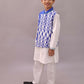 Lil Drama Shor-Gul White Kurta Pyjama with Blue Jacket Set For Boys | Swadesiicart