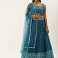 House of Panchhi Teal Net Sequinse Work Lehenga & Blouse, Dupatta | Swadesiicart