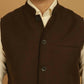 Even Apparels Pure Wool Nehru Jacket - Brown | Swadesiicart