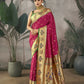 Vishnu Weaves Women's Wine Paithani Silk Saree with Blouse - Swadesiicart