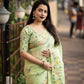Green Pure Linen Ethnic Motifs Saree with Unstitched Blouse - Hiral Fashion | Swadesiicart