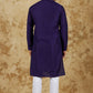 Bluesaanchi Men's Handloom Embroidered Space Blue Kurta Set | Swadesiicart