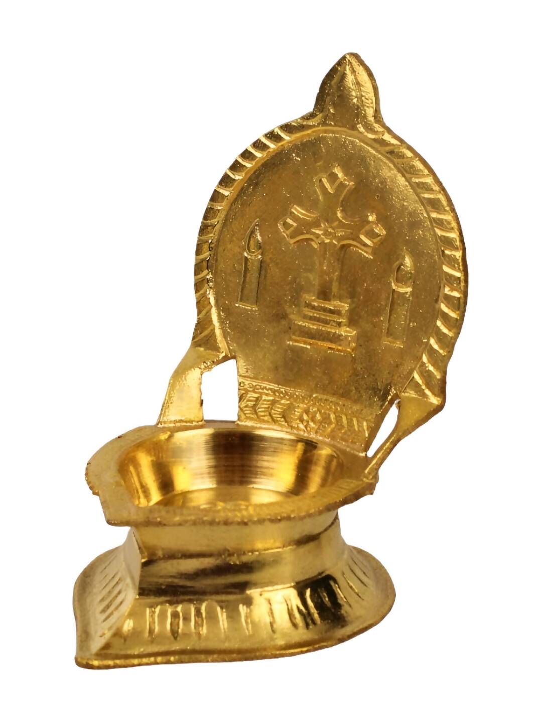 Spillbox Gold-Toned Brass Cross Diya Pooja Essential | Swadesiicart