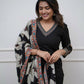 The52 Black Women's Beautiful Viscose Silk Fabric Embroidered Work Straight Kurta Pant and Dupatta Set - Swadesiicart