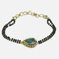 Women's Black Gold-Toned Gold-Polished Kundan Studded Charm Mangalsutra Bracelet - Ruby Raang - Swadesiicart