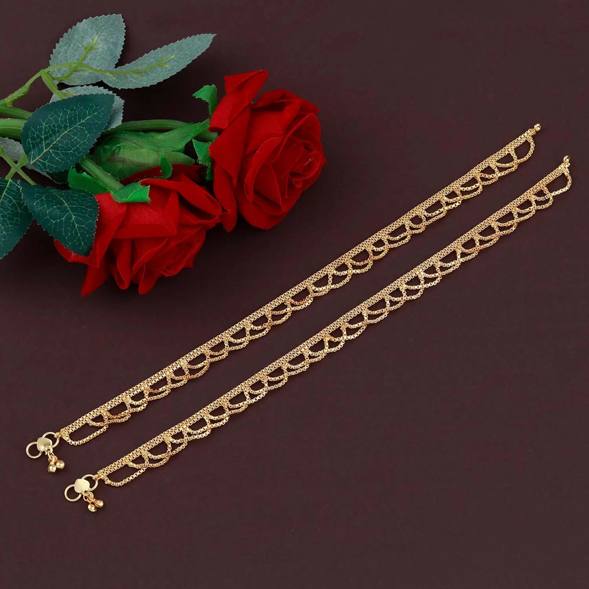 Joban Fashion Golden Copper Anklet For Girl | Swadesiicart