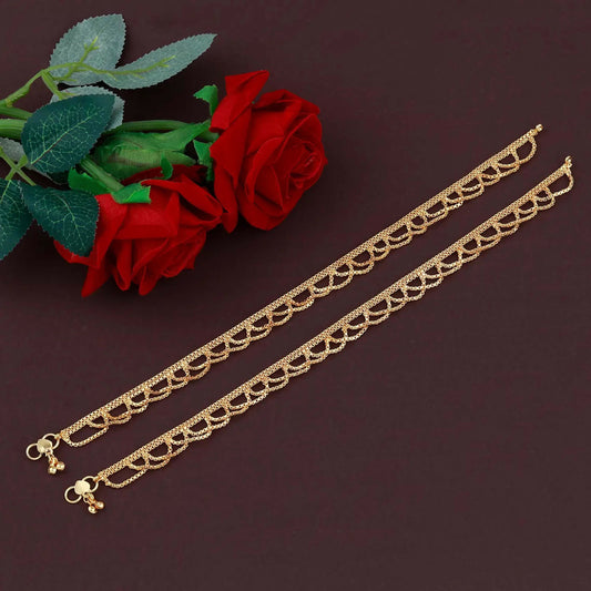 Joban Fashion Golden Copper Anklet For Girl | Swadesiicart