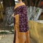 Joban Fashion Purple Crepe Chiffon Pure Handloom Banarasi Silk Saree | Swadesiicart