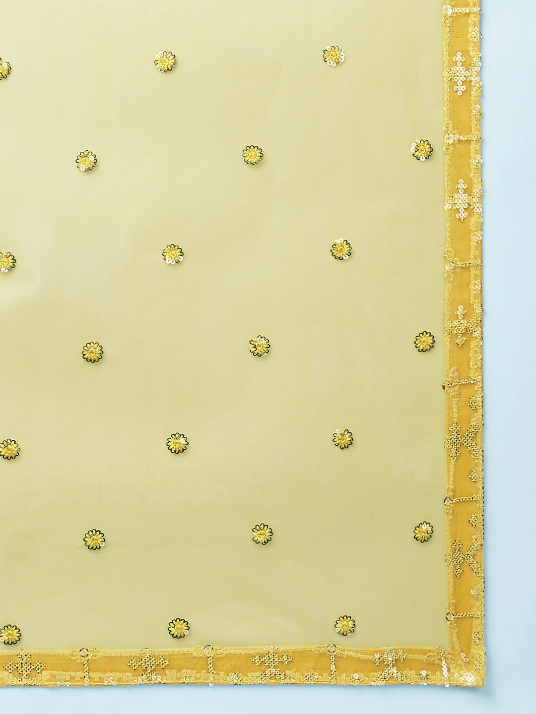 House of Panchhi Mustard Net Sequinse Work Lehenga & Blouse, Dupatta | Swadesiicart