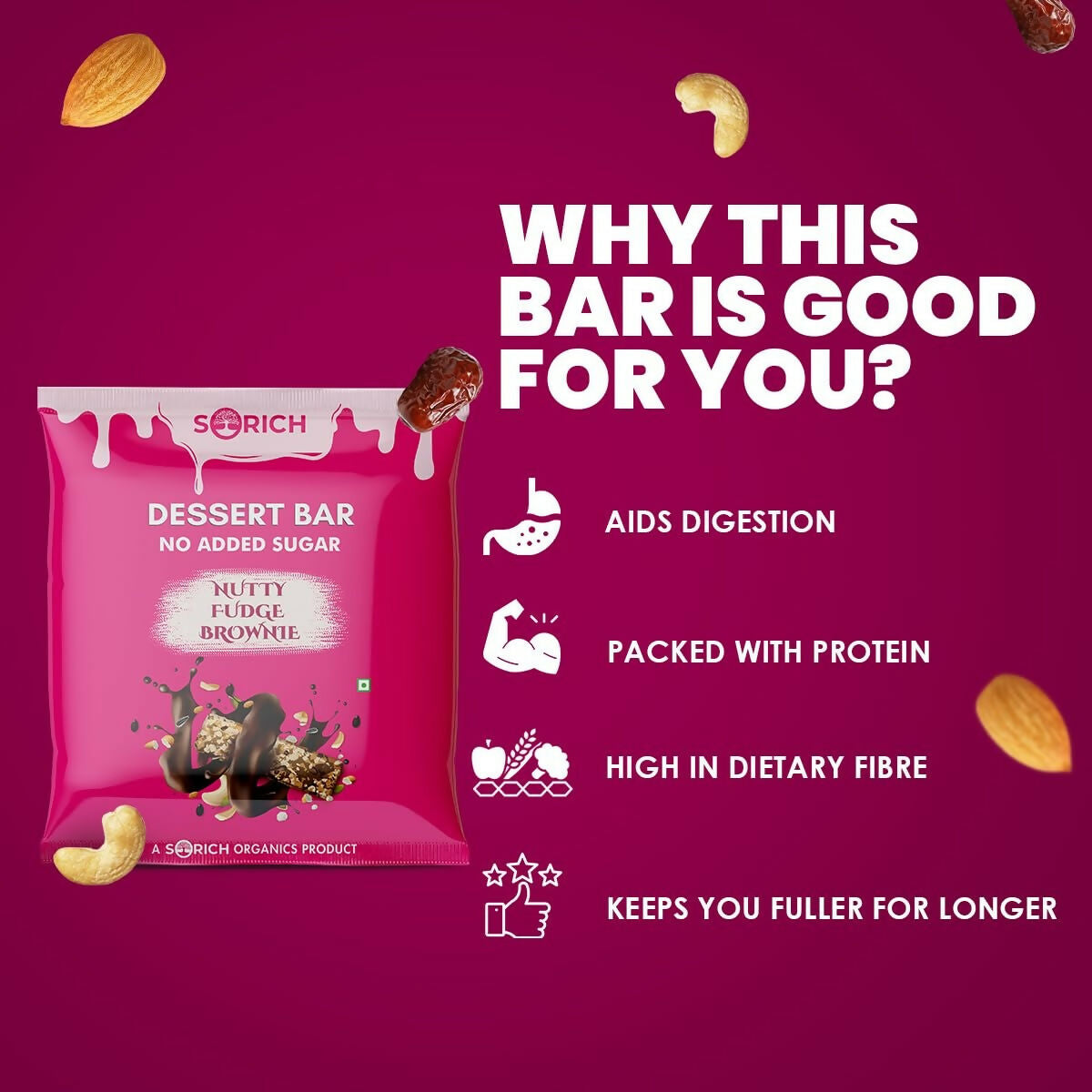 Sorich Organics Dessert Protein Mini Bars Nutty Fudge Brownie | Swadesiicart