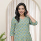 Vaasva Women Aqua Cotton Printed Straight Kurti With Pant | Swadesiicart