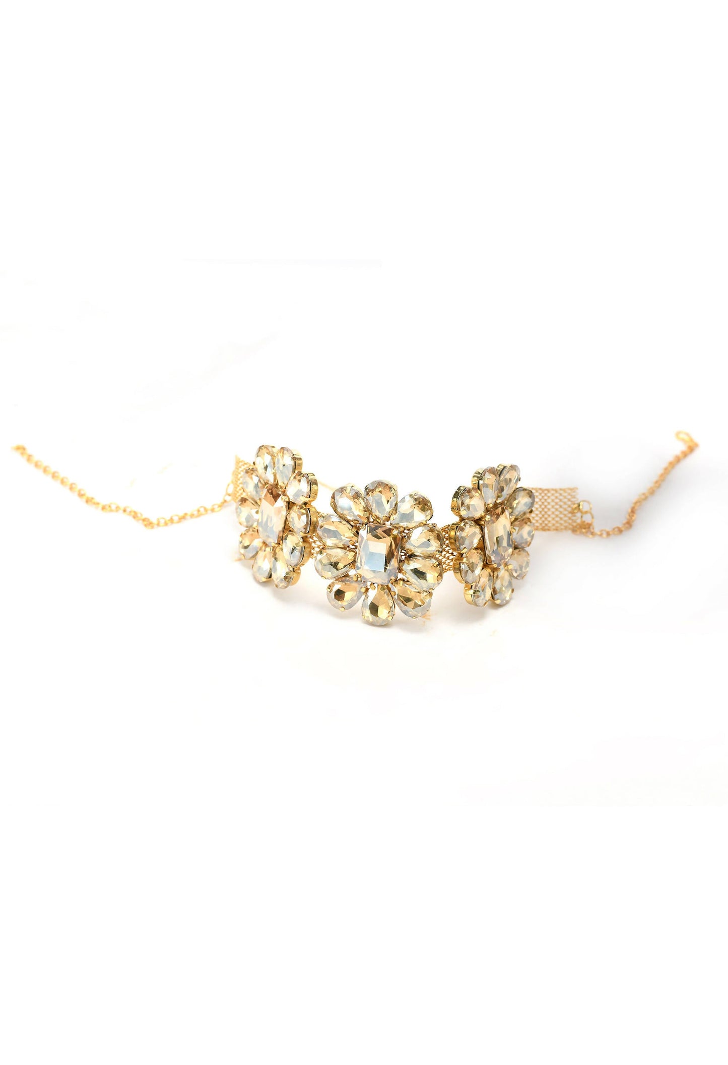 Mominos Fashion Joharkamal Gold-Polished Brass Finish Stone Choker For Women & Girls (Golden) | Swadesiicart