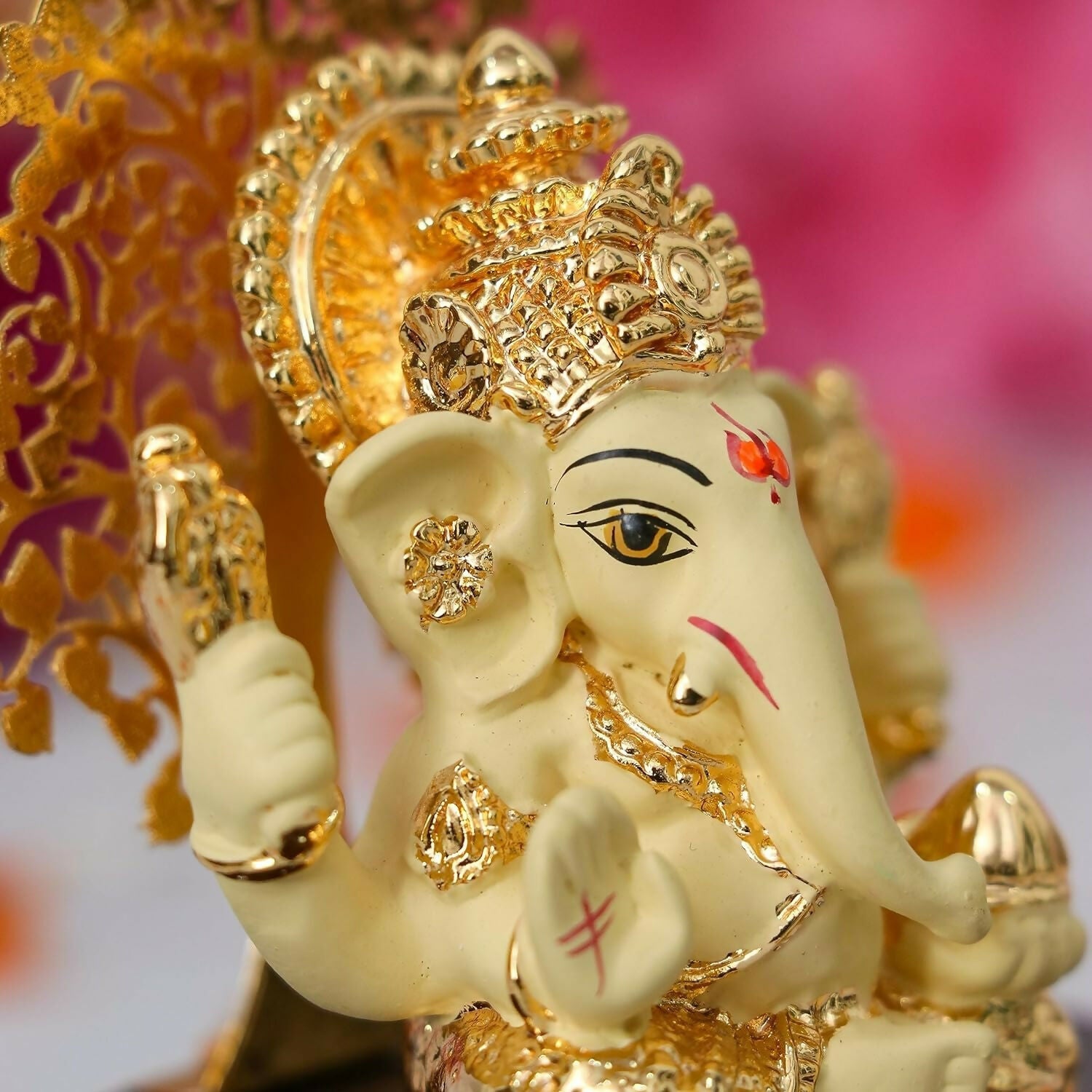 House Of Wemy Gold-Polished Lord Kalpavrikshya Tree Ganesha Idol - Swadesiicart