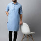 Even Apparels sky Blue Color Pure Cotton Solid Men's Kurta With Shirt Collar (MMS503) | Swadesiicart