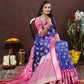 Lorenvalley Fashion Blue Organza Silk Woven Design with Meenakari Weaving Saree - Swadesiicart