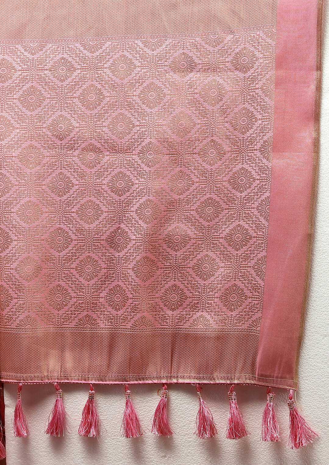 Lorenvalley Fashion Pink Cotton Woven Design with Zari Weaving Design Saree - Swadesiicart