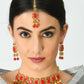 Mominos Fashion Johar Kamal Gold-Polished Brass Finish Kundan/Pearls Choker For Women (Red) | Swadesiicart
