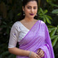 Lavender Poly Georgette Woven Design Saree with Unstitched Blouse - Hiral Fashion | Swadesiicart