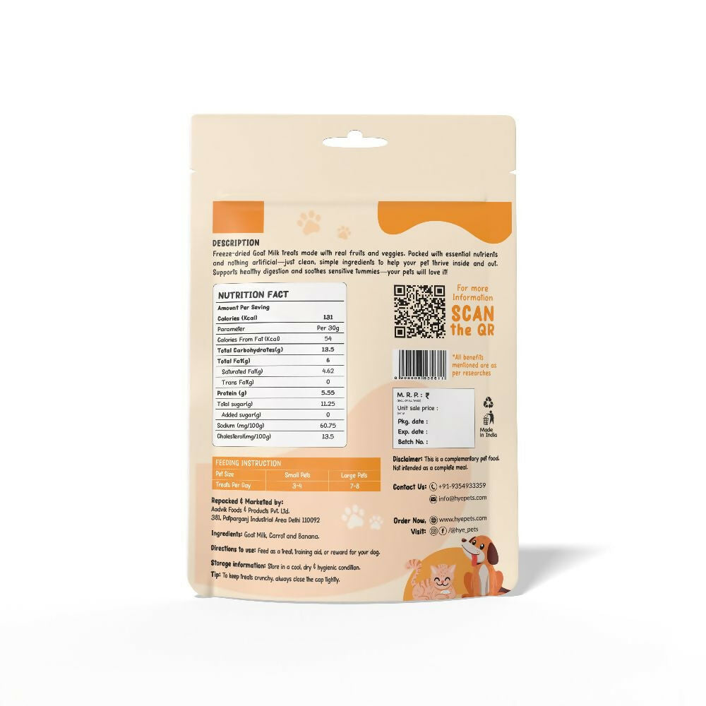 Hye Pets Super Treats For Super Pets – Freeze Dried Treats Made With Goat Milk, Carrot & Banana - Swadesiicart