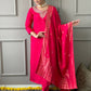 Partywear Designer Viscos Chanderi Red Stitched Suit With Dupatta - Tanisha | Swadesiicart