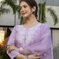 The52 Lavender Women's Beautiful Thread work Rayon Fabric with Straight Kurta, Pant and Dupatta Set - Swadesiicart