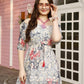 Grey Crepe Foil Printed Long Dress - Michan | Swadesiicart